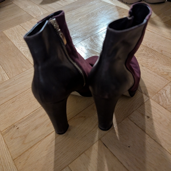 Dune London Burgundy and Black Heeled Boots - Picture 3 of 4